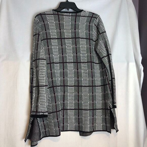 Anne Klein Long Open Sweater Cardigan Size M Black Multi Color.         RS - Picture 4 of 5